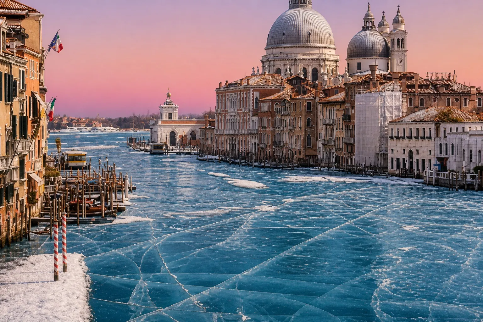 Frozen Grand Canal in Venice